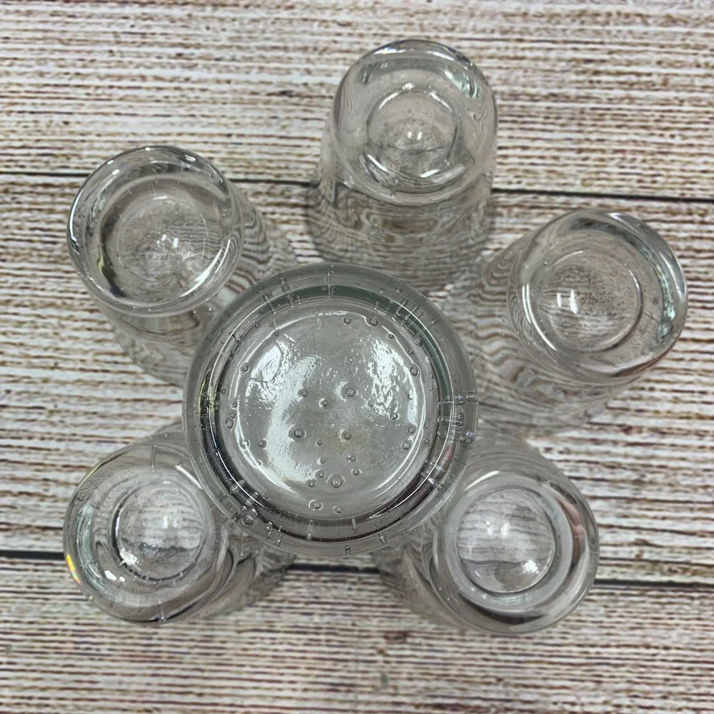 Clear Glass Bubble Decanter Carafe and 5‎ Tumbler Glasses Bulicante Set